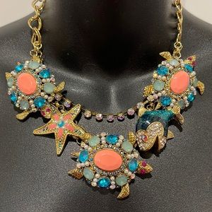 Gorgeous Betsy Johnson sea life rhinestone necklace